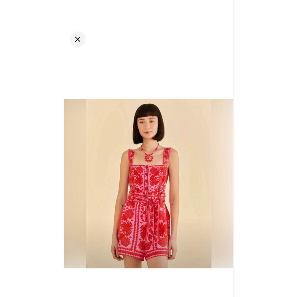 Farm Rio Jungle Scarf Red Romper M